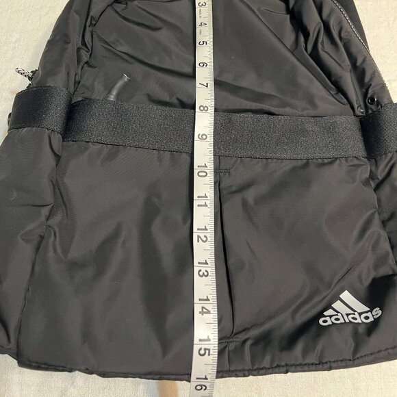 Adidas Black Quilted Puffer Backpack Logo Front Adjustable Straps Unisex - Picture 10 of 11